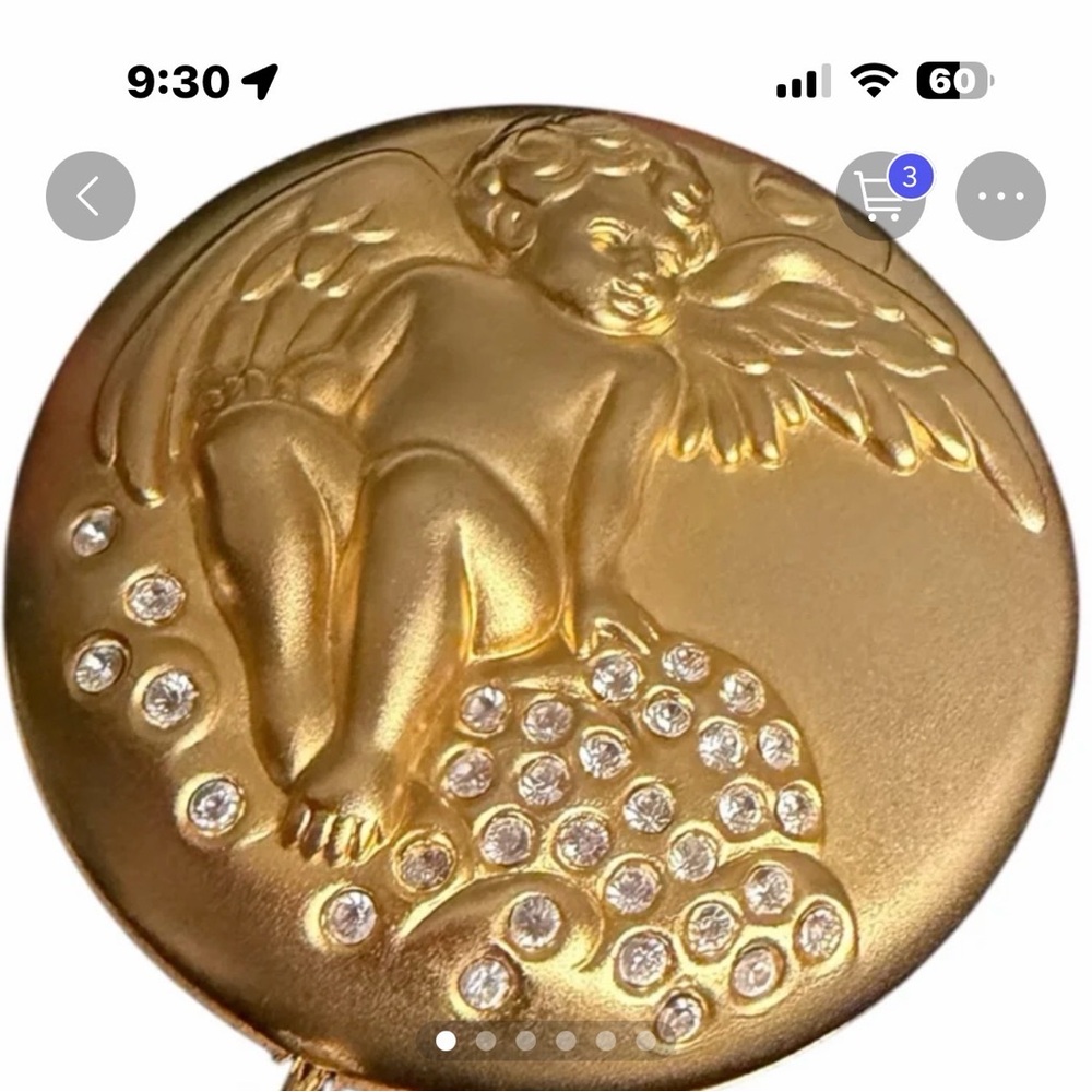 Vintage Estée Lauder September Angel Compact Gold-tone